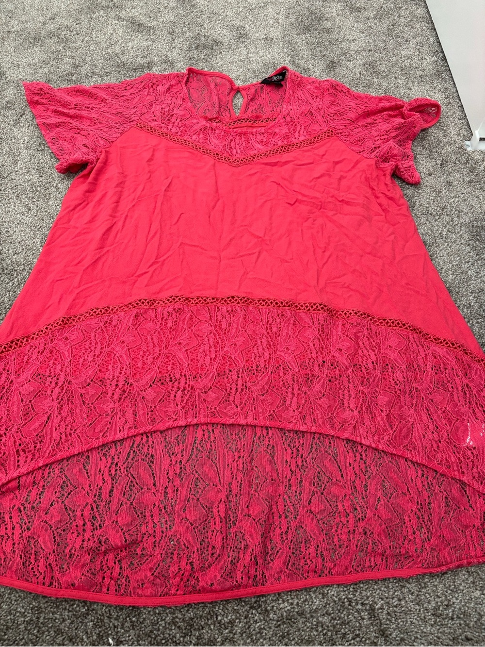 Simply Be Pink Lace Overlay Tunic